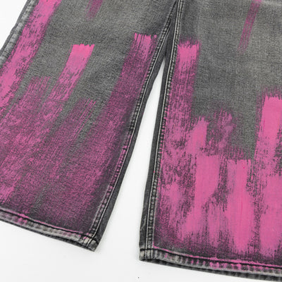Painting Inkjet Wide Leg Jeans Men