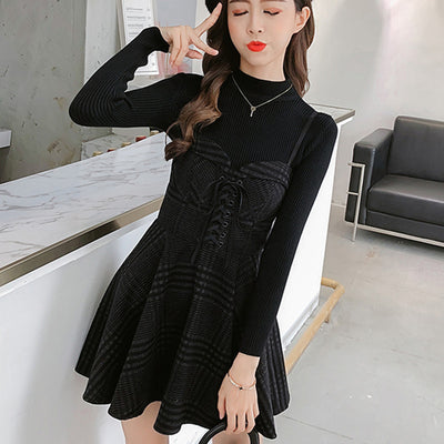 Woolen sling dress women suit