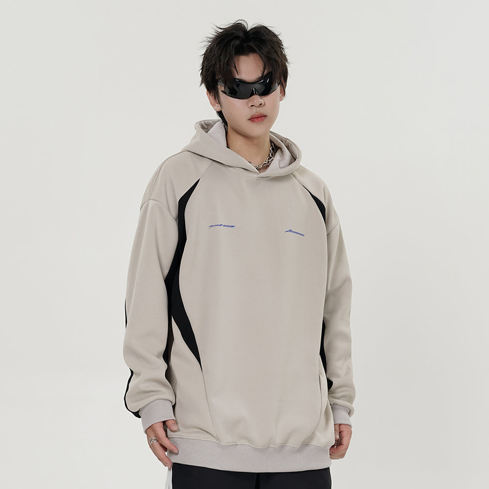 Stitching Contrast Color Hooded Sweatshirt Men