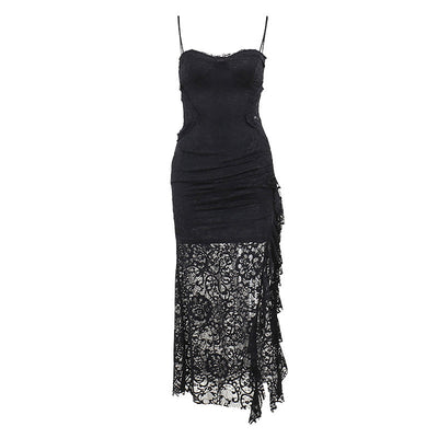 Lace Sleeveless Split Dress Women