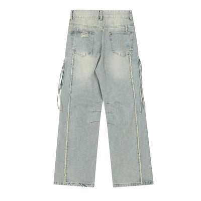 Fashion Washing Hole Cargo Jeans Men