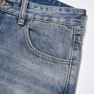 Washing Water Raw Hem Jeans Men