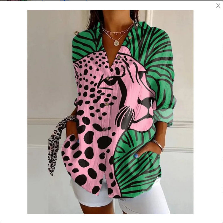 New Women's Long Sleeved Shirt For Summer Fashion, 3D Printed Shirt With Floral Pattern