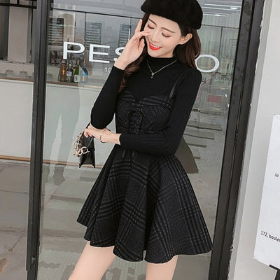 Woolen sling dress women suit
