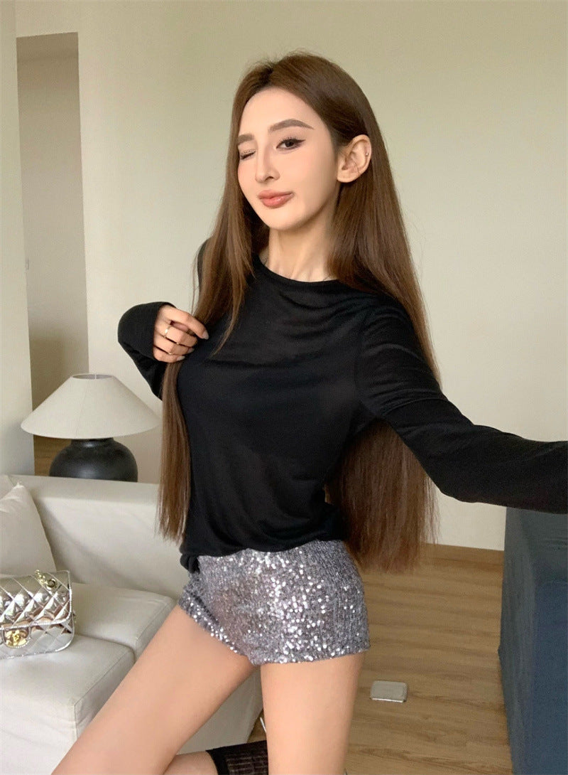 Top All-match Sequins Shorts For Women
