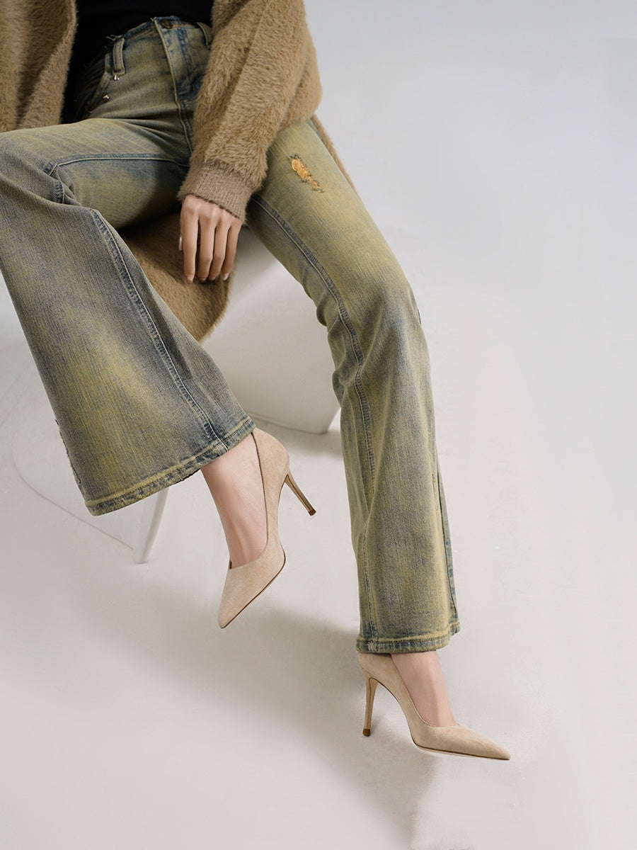 Naked Light Mouthed French Women's Soft Soled Non Tiring High-heeled Single Shoes