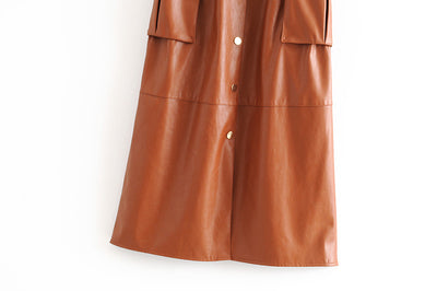 Women PU faux leather dress