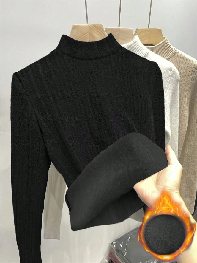 Hermal Lined Warm & Slimming Women's Long Sleeve T-Shirt