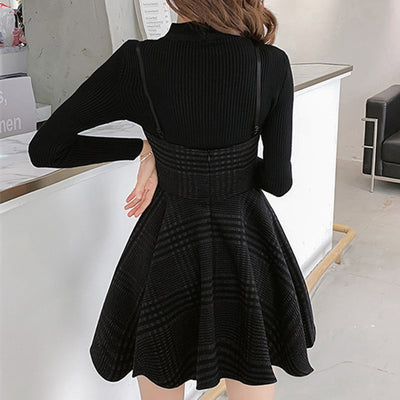 Woolen sling dress women suit