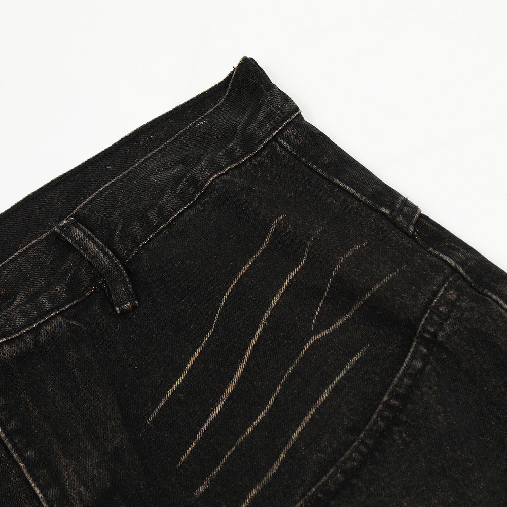 Retro Washing Gradient Worn Jeans Men