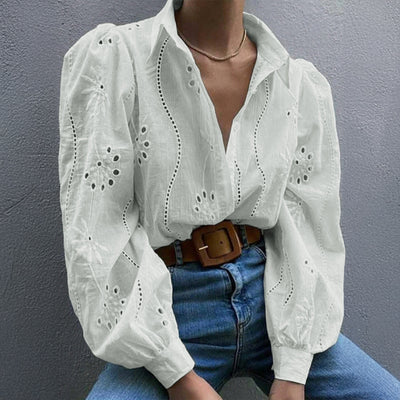 Casual Loose Fashion Hollowed-out Puff Sleeve Cardigan Top Women's Clothing