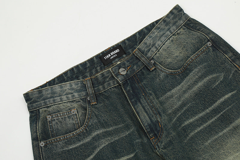 American Retro Washed Worn Jeans Men