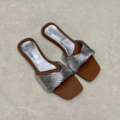 Casual All-matching Fashion Pleated Women's Flat Slippers