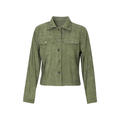 Women's Corduroy Long Sleeve Jacket - Casual Button-Up Coat With Flap Pockets, Fall & Spring Fashion Outerwear