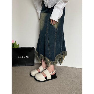 Retro Raise The Bottom One Strap Two-way Breathable Closed Toe Sandals