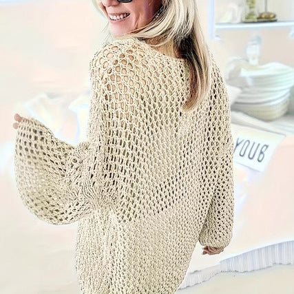 Knitted Hollow-out Women's Blouse Pullover Top