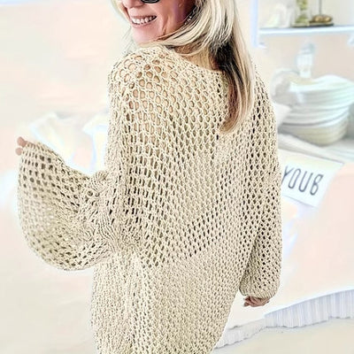 Knitted Hollow-out Women's Blouse Pullover Top