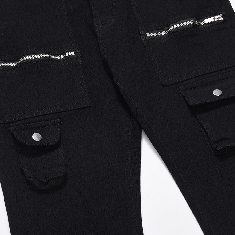 Fashion Personality Zipper Pocket Jeans Men