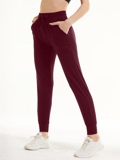 Sweatpants - Cropped New Solid Color Deep Crimson