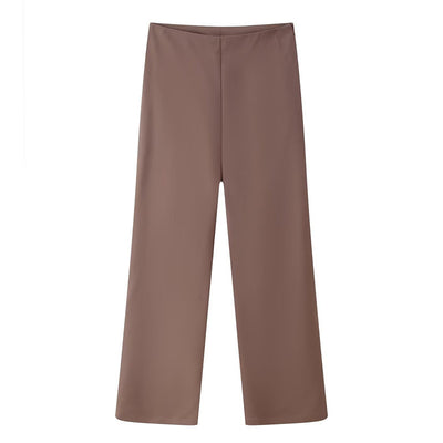 Sling Solid Color Top High Waist Casual Straight Trousers Suit