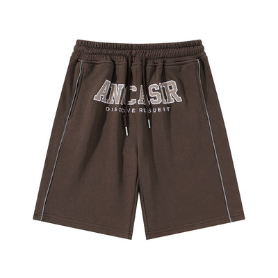 Letter Embroidery Loose Short Sweatpants Men