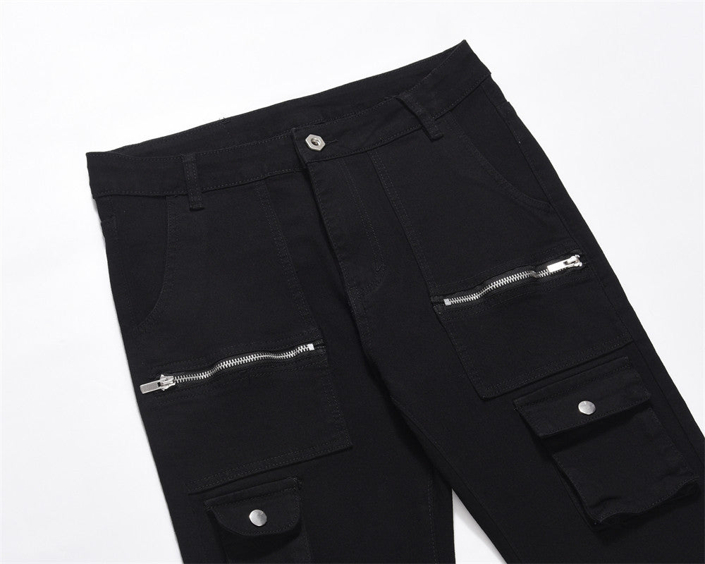Fashion Personality Zipper Pocket Jeans Men