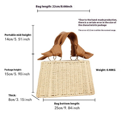 Seaside Vacation Versatile Portable PU Straw Material Bag