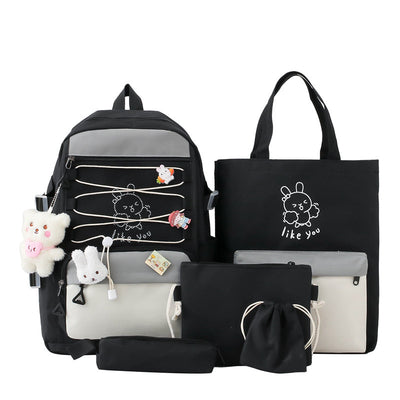 Backpack Lightweight And Large Capacity Student Schoolbag Four-piece Set
