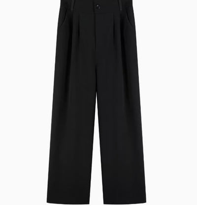 Black Wide-leg Suit Pants Women's Thin