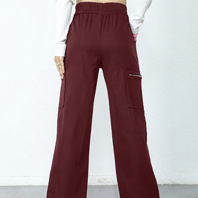Ladies' Fashionable Street Solid Color Casual Straight Leg Work Pants