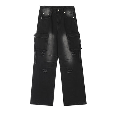 Fashion Washing Hole Cargo Jeans Men