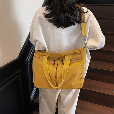 Solid Color Casual Portable Messenger Bag Large Capacity