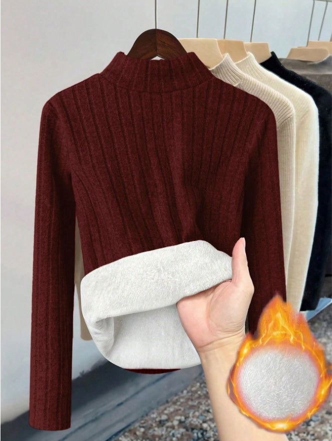 Hermal Lined Warm & Slimming Women's Long Sleeve T-Shirt