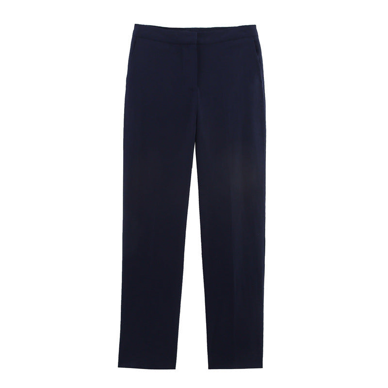 Women's Linen Blend Straight-leg Pants Suit