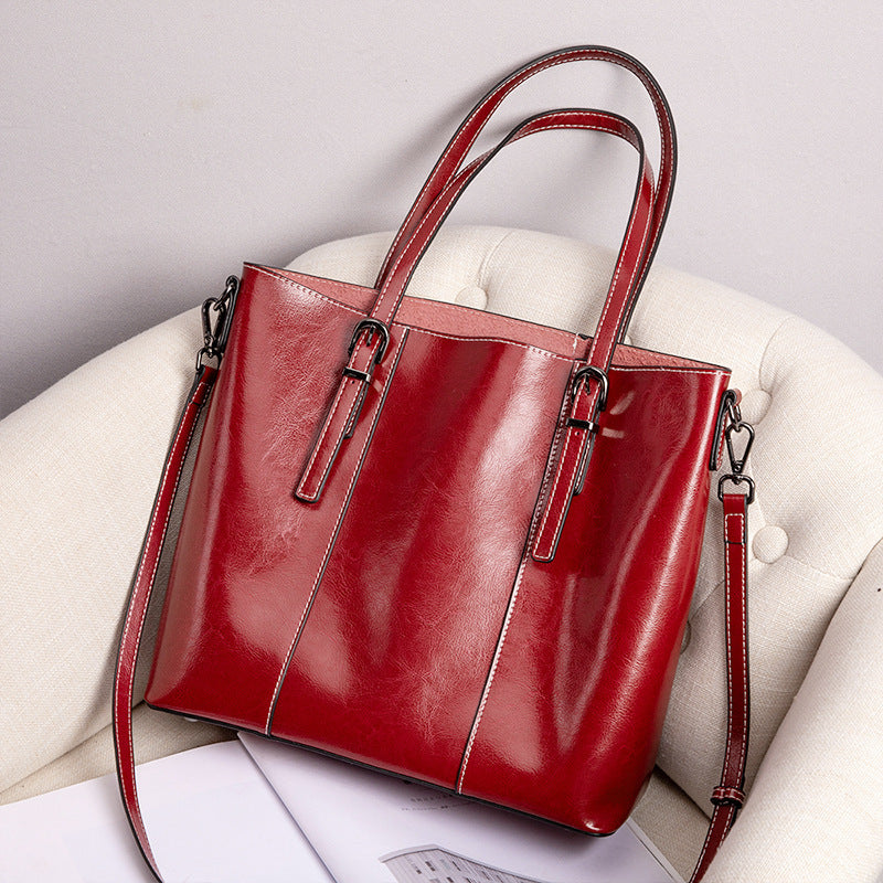 Genuine Leather Women's New Retro Large Capacity Fashion Shoulder Bag