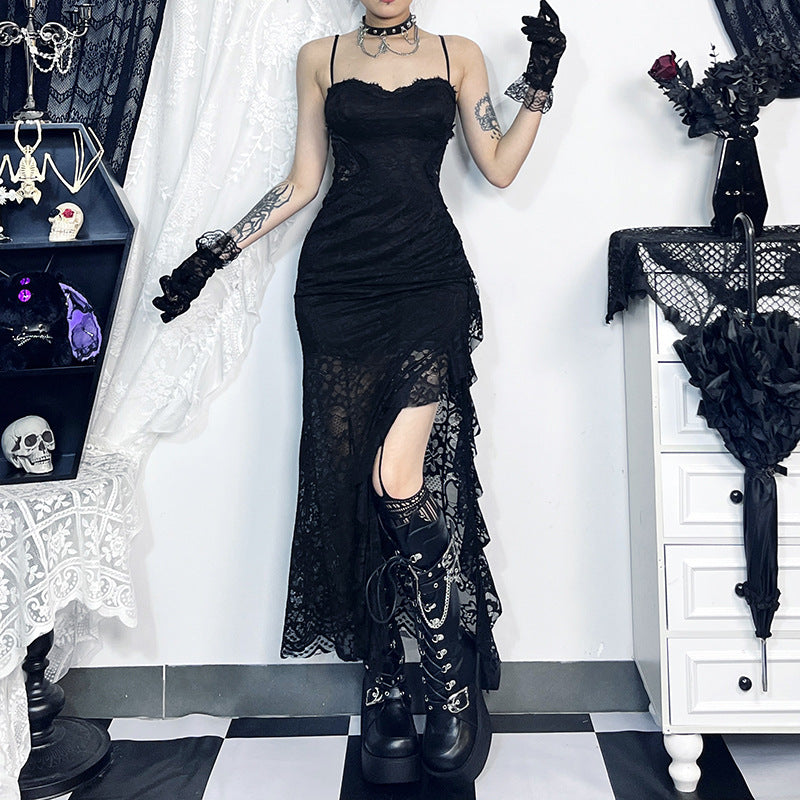Lace Sleeveless Split Dress Women