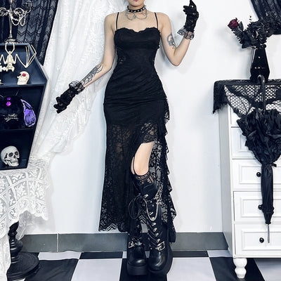 Lace Sleeveless Split Dress Women
