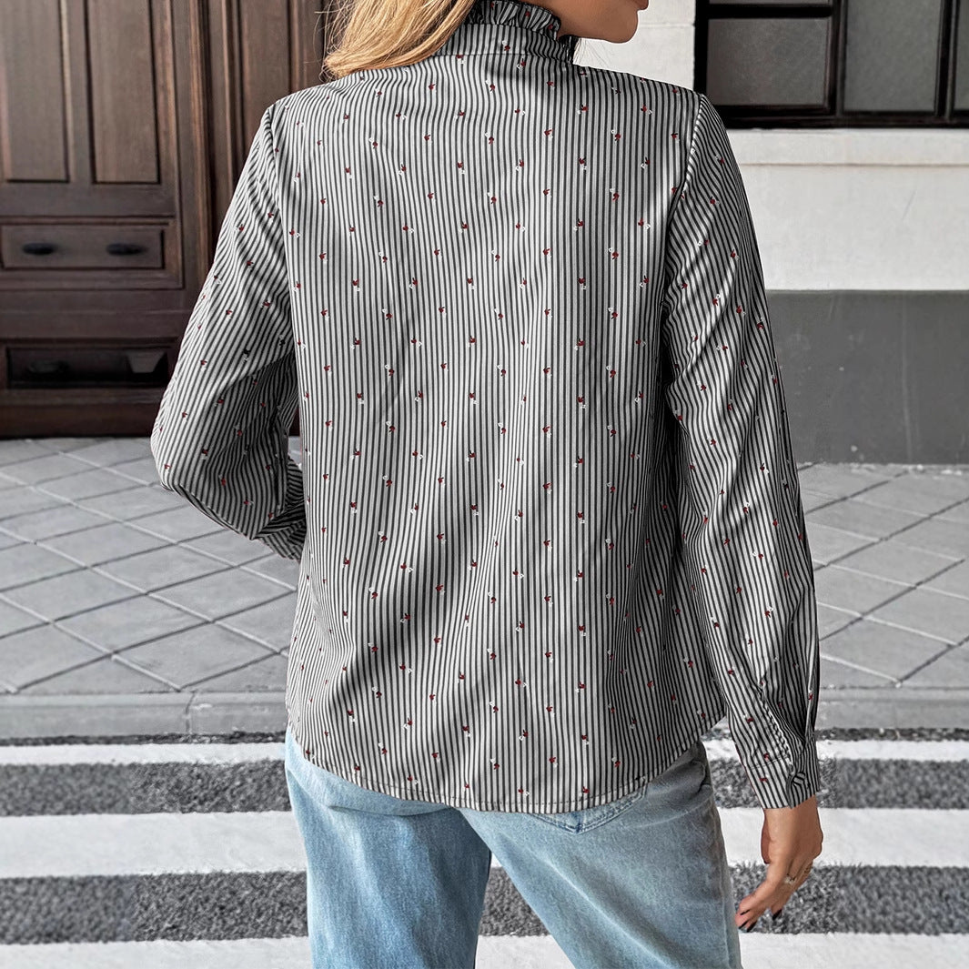 Holiday Casual Striped Stringy Selvedge Shirt Women's Clothing
