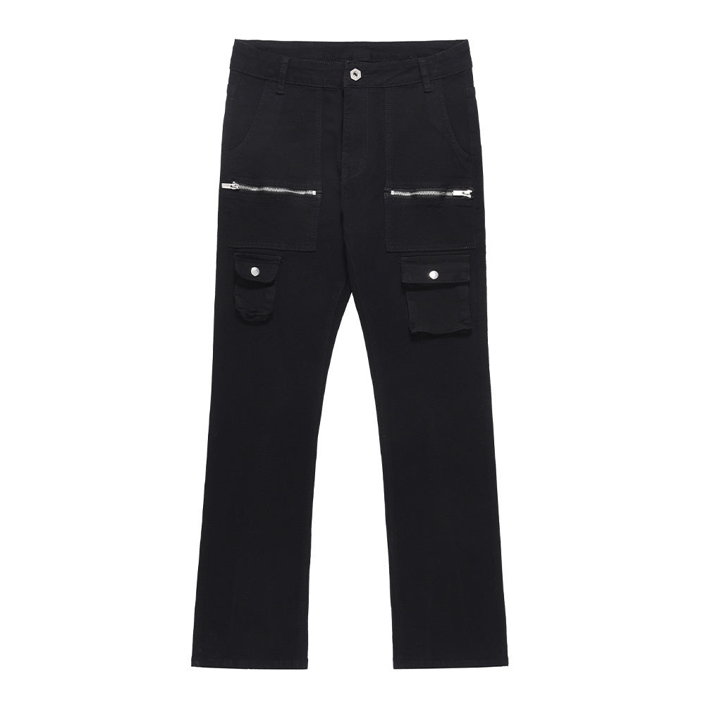 Fashion Personality Zipper Pocket Jeans Men