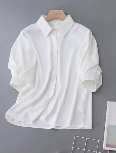 White Shirt Women's Half Sleeve Niche