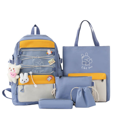 Backpack Lightweight And Large Capacity Student Schoolbag Four-piece Set