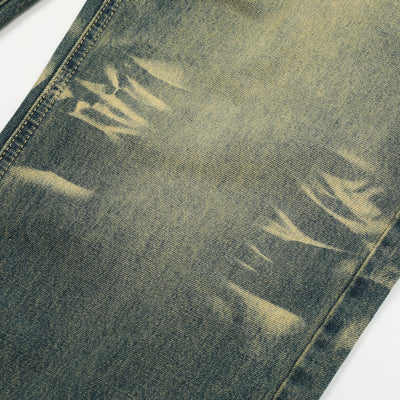 Contrast Color Washed Worn Jeans Men