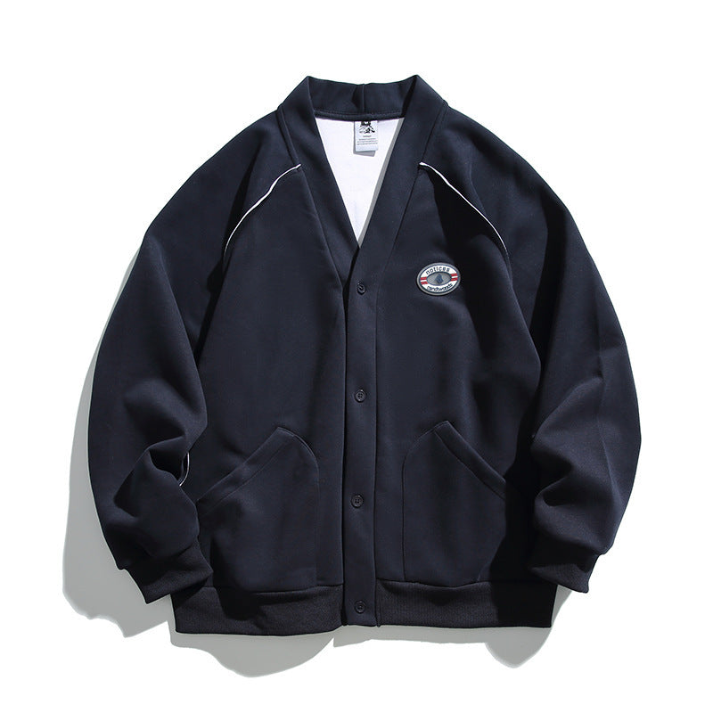 Retro Solid Color Cardigan Sweater For Men