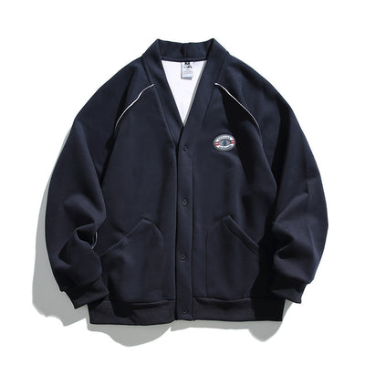 Retro Solid Color Cardigan Sweater For Men
