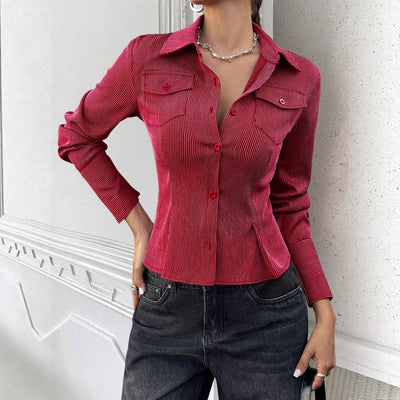 Y2g Hot Girl Style Striped Open Shirt Women's Clothing