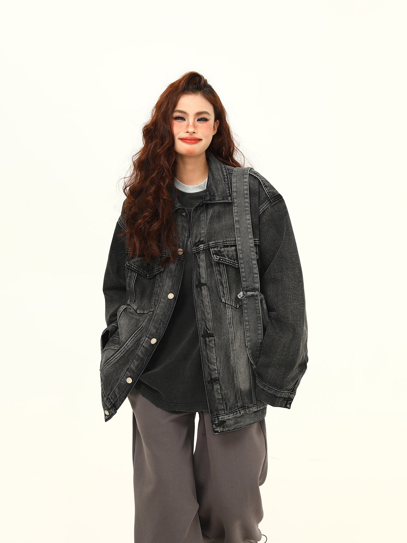 Washed-out Vintage Blue Denim Coat Couple Jacket