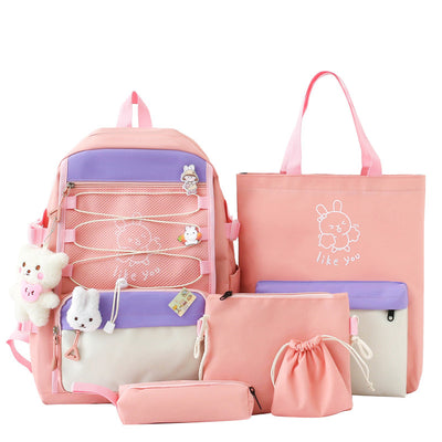 Backpack Lightweight And Large Capacity Student Schoolbag Four-piece Set