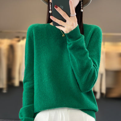 Women's Round Neck Sweater Loose Knitted Bottoming Sweater
