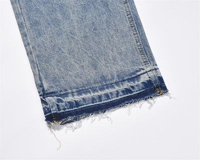 Washing Water Raw Hem Jeans Men