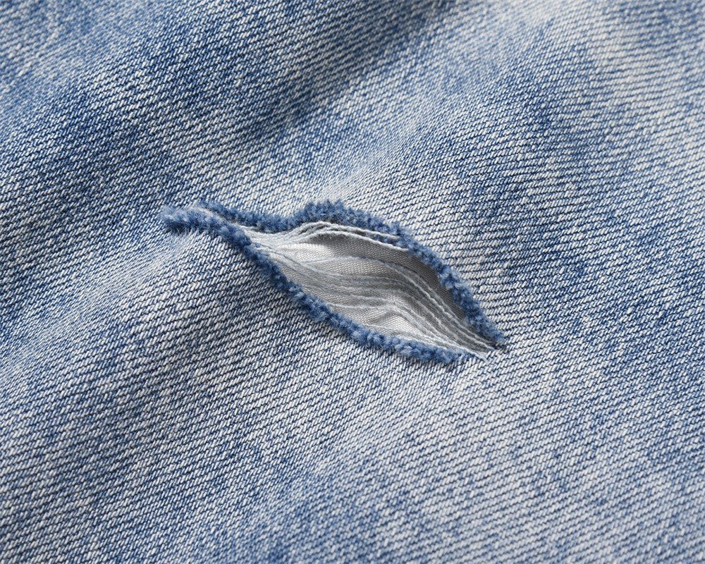 Washing Water Raw Hem Jeans Men